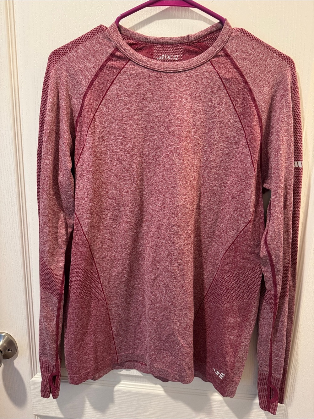 bcg Marled Rose Long-Sleeve Crewneck Athletic Top